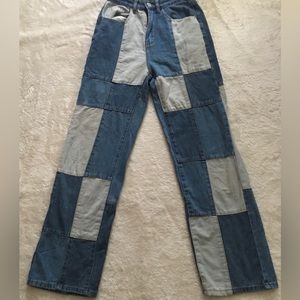 Shein patchwork jeans straight leg fit
